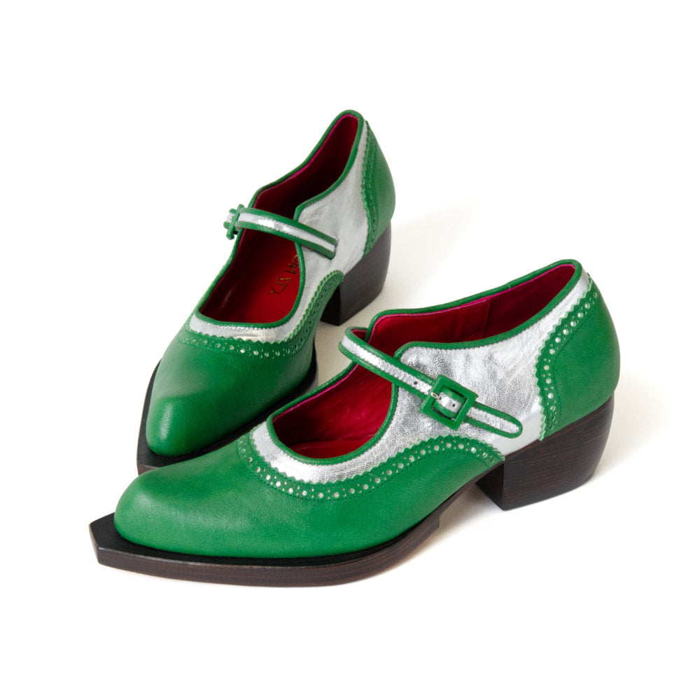 green mary jane shoes