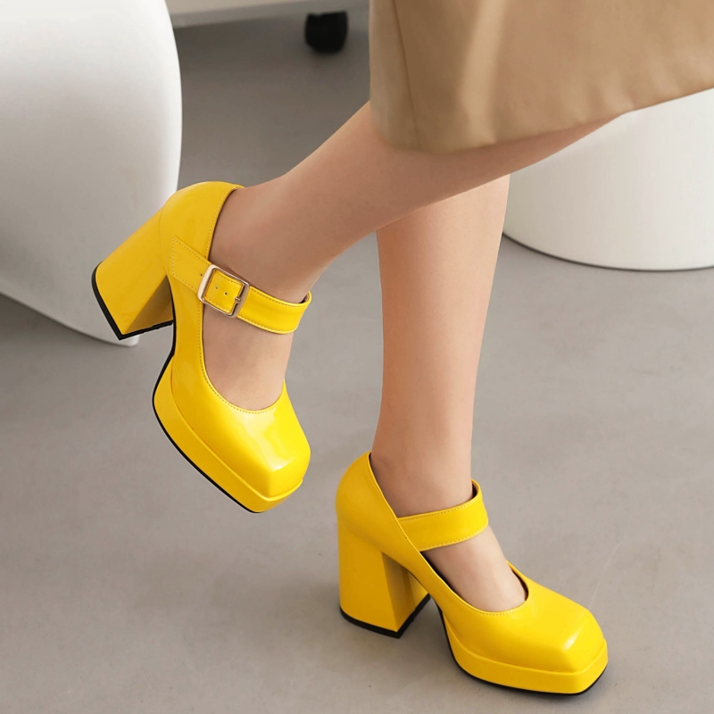 yellow mary jane shoes